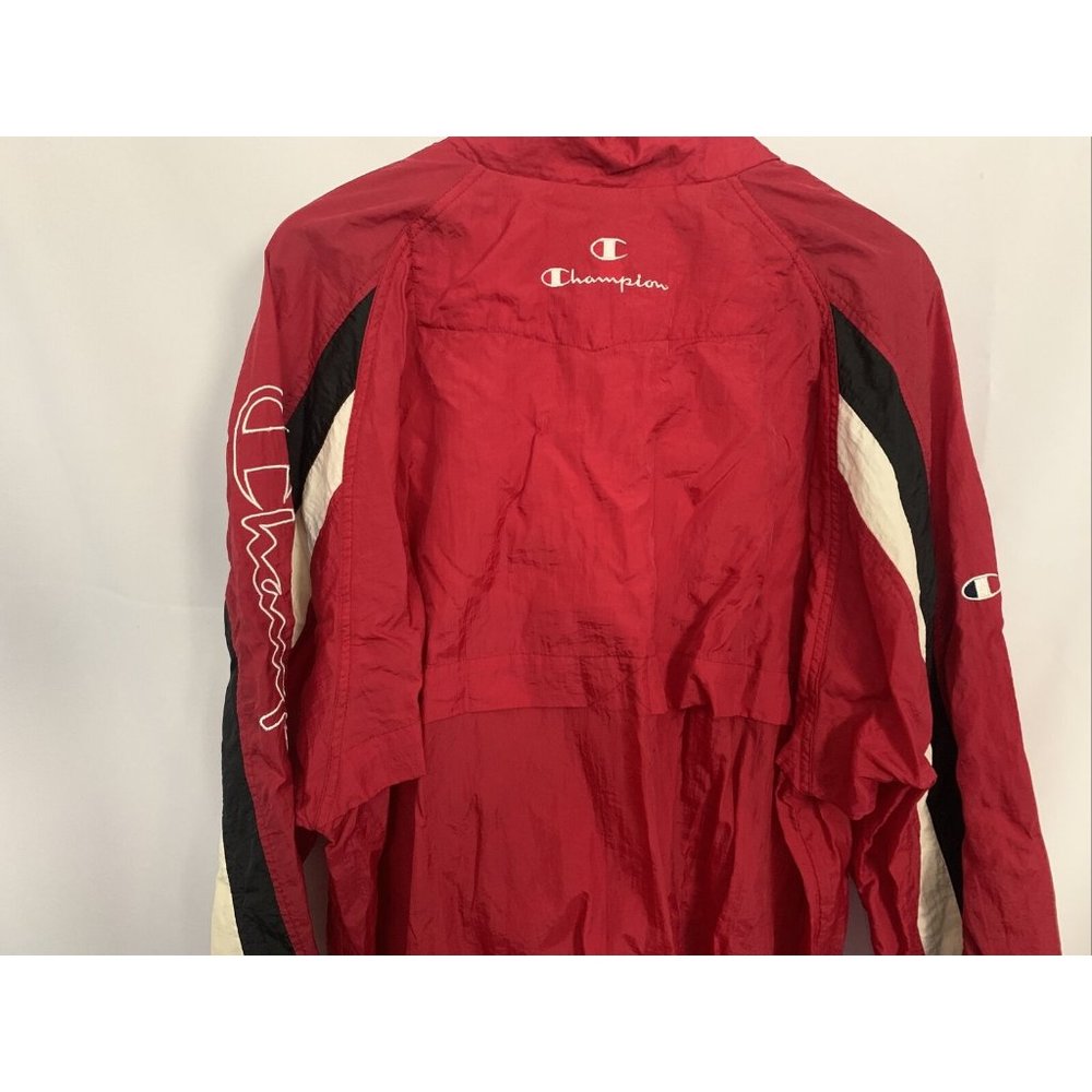 Vintage Champion Windbreaker Full Zip Red, White & Black Color Jacket Size XL - Picture 5 of 7